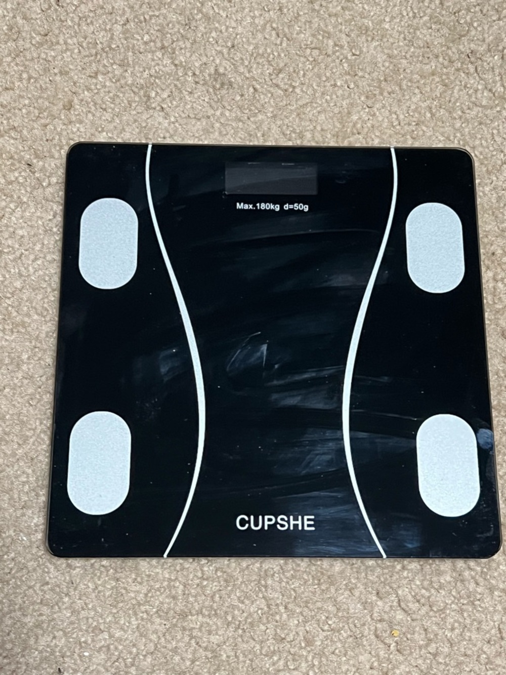 Cupshe Black Glass Digital Body Scale with Silver Electrodes